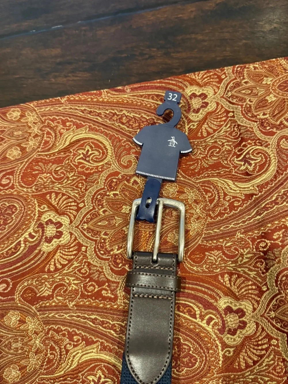 Penguin Men's Size 32 Navy American Flag Belt MSRP $60